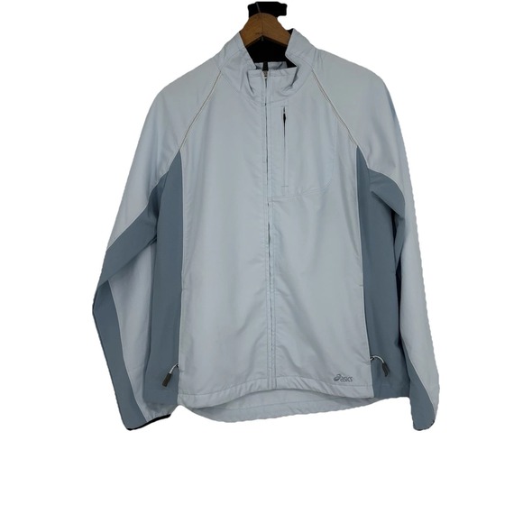 Asics Jackets & Blazers - Asics Women Running Jacket Large Blue Zip Pockets Windbreaker Athleisure Outdoor